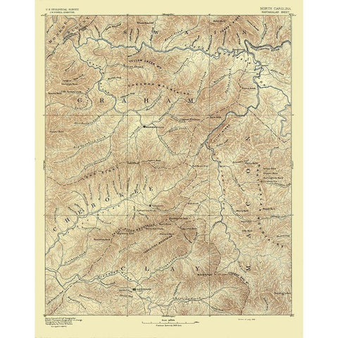 Nantahalah Sheet North Carolina - USGS 1885  Black Modern Wood Framed Art Print by USGS