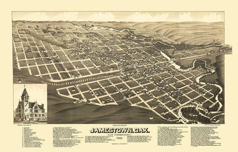 Jamestown North Dakota - Stoner 1883 Black Ornate Wood Framed Art Print with Double Matting by Stoner