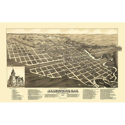 Jamestown North Dakota - Stoner 1883 Gold Ornate Wood Framed Art Print with Double Matting by Stoner