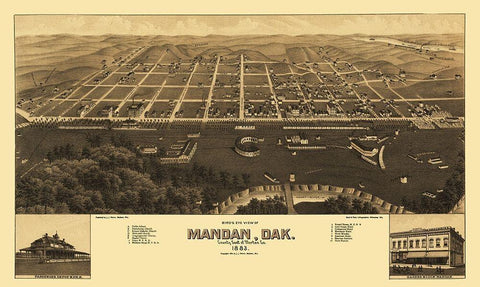 Mandan North Dakota - Stoner 1883 Black Ornate Wood Framed Art Print with Double Matting by Stoner