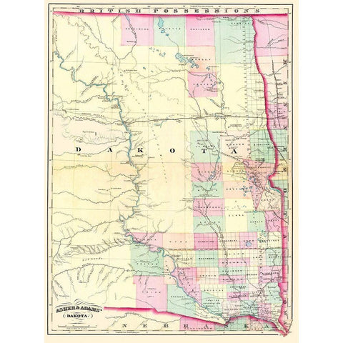 Dakota Territory - Asher  1874 Black Modern Wood Framed Art Print with Double Matting by Asher