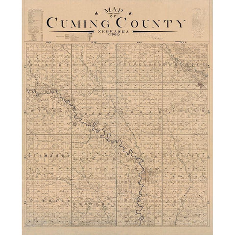 Cuming County Nebraska - Heller 1901  White Modern Wood Framed Art Print by Heller