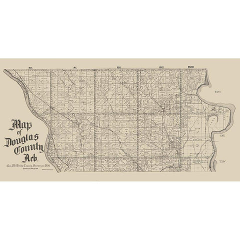 Douglas County Nebraska - McBride 1900  White Modern Wood Framed Art Print by McBride