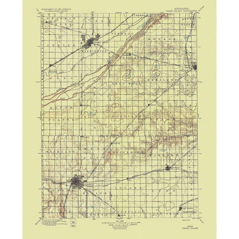 Grand Island Nebraska Quad - USGS 1897 White Modern Wood Framed Art Print by USGS