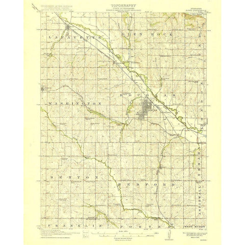 Howe Nebraska Quad - USGS 1915 Gold Ornate Wood Framed Art Print with Double Matting by USGS