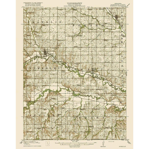 Humbolt Nebraska Quad - USGS 1916 Black Modern Wood Framed Art Print with Double Matting by USGS