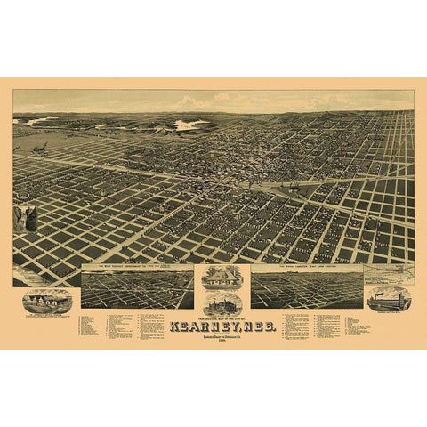 Kearney Nebraska - American Pub Co 1889 Black Modern Wood Framed Art Print by American Pub Co