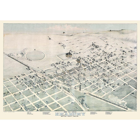 Kearney Nebraska - Koch 1881  White Modern Wood Framed Art Print by Koch