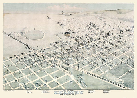 Kearney Nebraska - Koch 1881  Black Ornate Wood Framed Art Print with Double Matting by Koch
