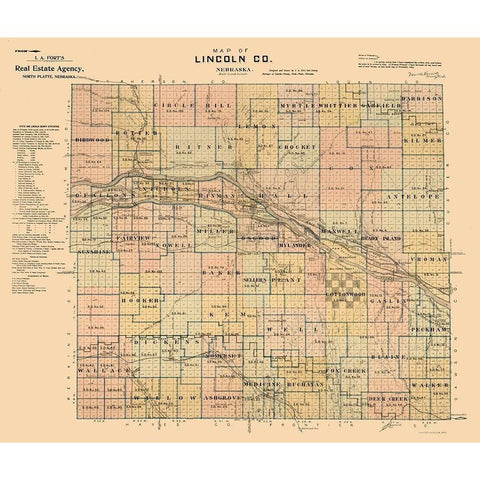 Lincoln County Nebraska - Fort 1894  Black Modern Wood Framed Art Print with Double Matting by Fort