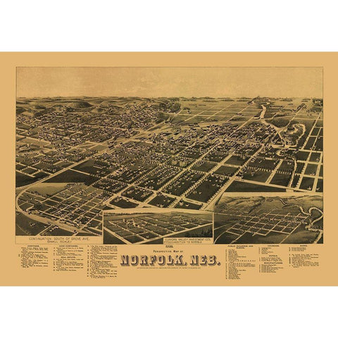 Norfolk Nebraska - American Pub Co 1889 Black Modern Wood Framed Art Print by American Pub Co