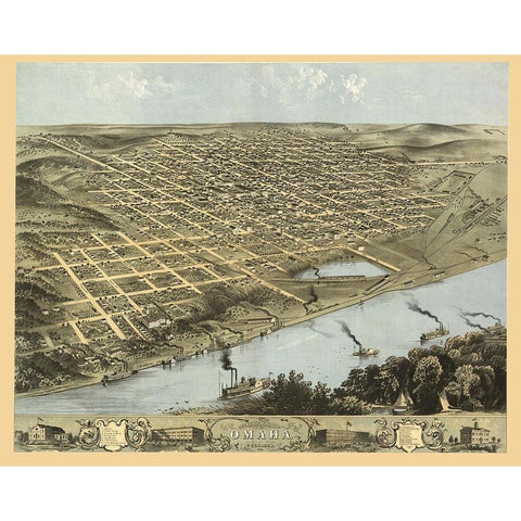 Omaha Nebraska - Ruger 1868 White Modern Wood Framed Art Print by Ruger