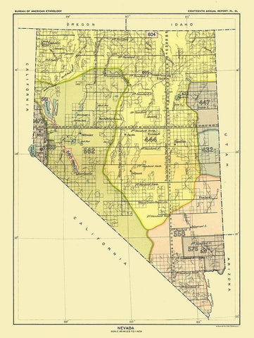 Nevada - Pyramid Lake - Hoen 1896 Black Ornate Wood Framed Art Print with Double Matting by Hoen