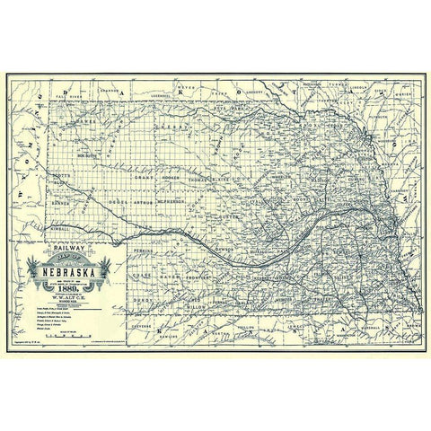 Nebraska Railway - Alt 1889 Gold Ornate Wood Framed Art Print with Double Matting by Alt