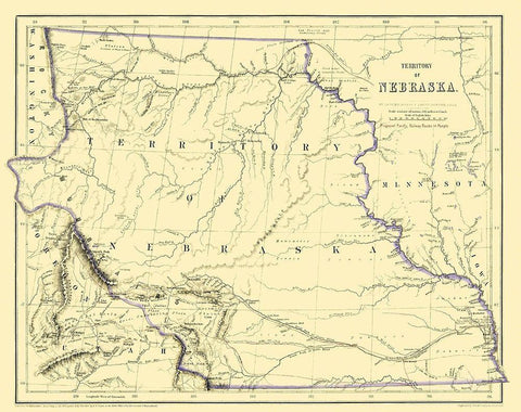 Nebraska Territory - Rogers 1857 White Modern Wood Framed Art Print with Double Matting by Rogers