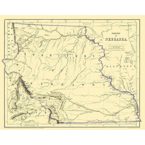 Nebraska Territory - Rogers 1857 Black Modern Wood Framed Art Print with Double Matting by Rogers
