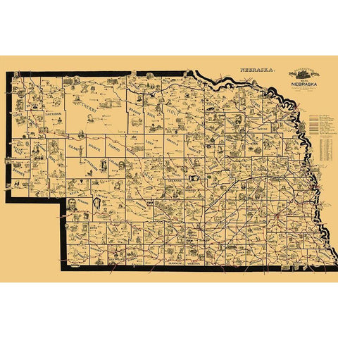 Nebraska Railroads - McEwen 1897 Black Modern Wood Framed Art Print by McEwen