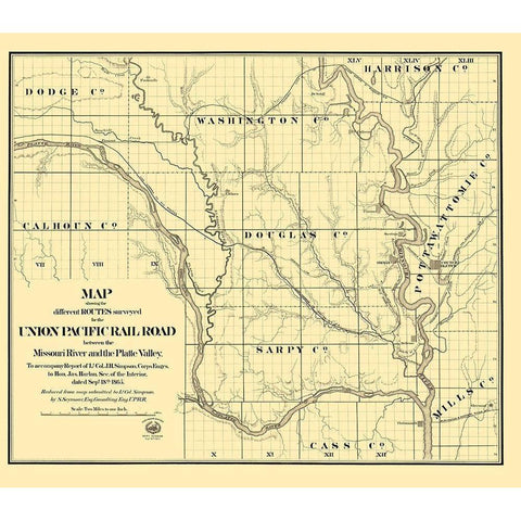 Pacific Railroad, Platte Valley - Seymour 1865 White Modern Wood Framed Art Print by Seymour