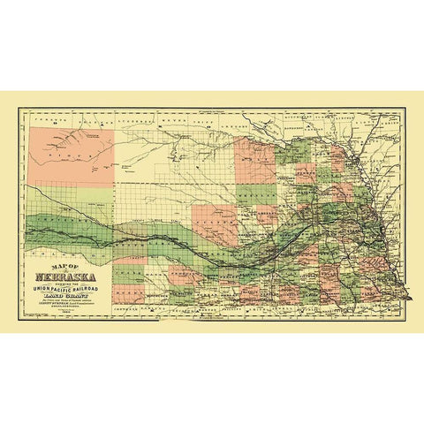 Union Pacific Railroad Land Grant - Page 1880 Black Modern Wood Framed Art Print with Double Matting by Page