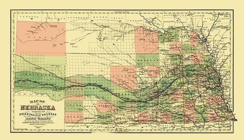 Union Pacific Railroad Land Grant - Page 1880 White Modern Wood Framed Art Print with Double Matting by Page