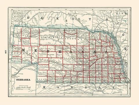 Nebraska - Rathbun 1893 Black Ornate Wood Framed Art Print with Double Matting by Rathbun
