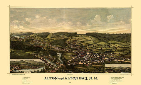 Alton Alton Falls New Hampshire - Norris 1888  White Modern Wood Framed Art Print with Double Matting by Norris