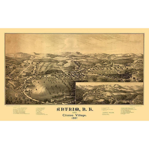 Antrim New Hampshire - Norris 1887  White Modern Wood Framed Art Print by Norris