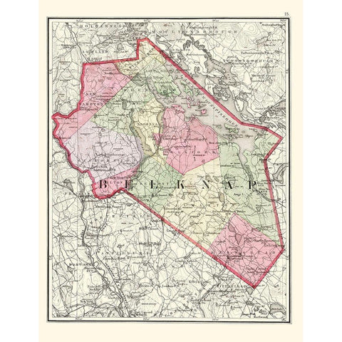 Belknap New Hampshire - Walling 1877 Gold Ornate Wood Framed Art Print with Double Matting by Walling