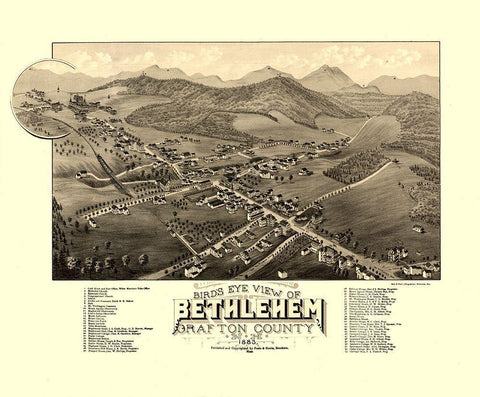 Bethlehem New Hampshire - Norris 1883  Black Ornate Wood Framed Art Print with Double Matting by Norris