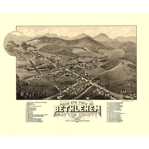 Bethlehem New Hampshire - Norris 1883  Gold Ornate Wood Framed Art Print with Double Matting by Norris