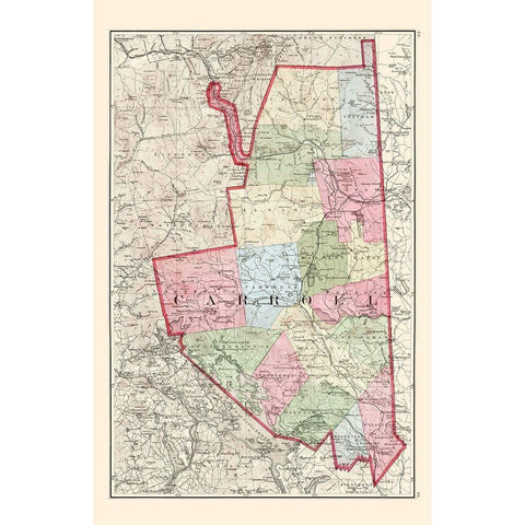 Carroll New Hampshire - Walling 1877 Black Modern Wood Framed Art Print with Double Matting by Walling