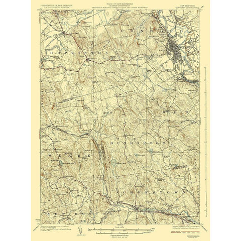 Concord New Hampshire Quad - USGS 1927 Gold Ornate Wood Framed Art Print with Double Matting by USGS