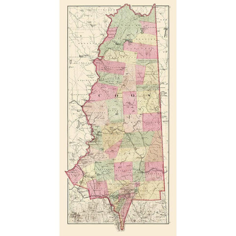 Coos New Hampshire - Walling 1877 White Modern Wood Framed Art Print by Walling