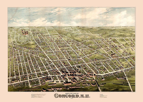 Concord New Hampshire -1875 White Modern Wood Framed Art Print with Double Matting by Unknown