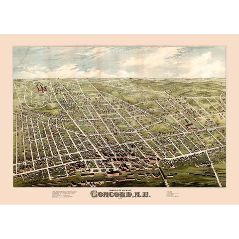 Concord New Hampshire -1875 White Modern Wood Framed Art Print by Unknown