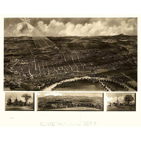 Concord New Hampshire - Poole 1899  Gold Ornate Wood Framed Art Print with Double Matting by Poole