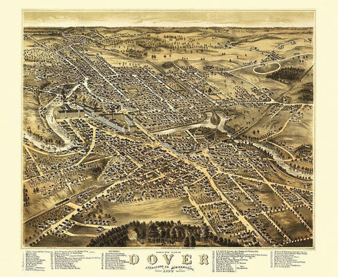 Dover New Hampshire - Brenner 1877 White Modern Wood Framed Art Print with Double Matting by Brenner