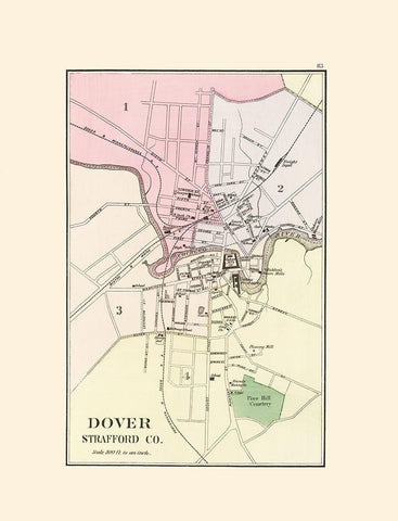 Dover New Hampshire - Hitchcock 1877 Black Ornate Wood Framed Art Print with Double Matting by Hitchcock