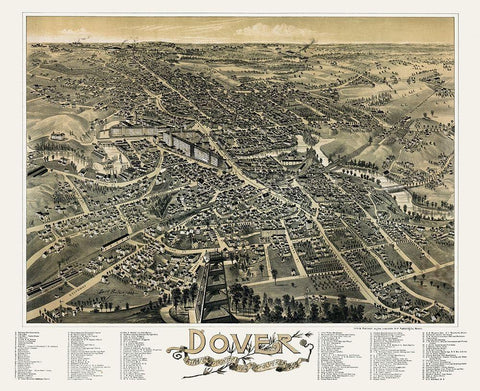 Dover New Hampshire - Poole 1888  Black Ornate Wood Framed Art Print with Double Matting by Poole