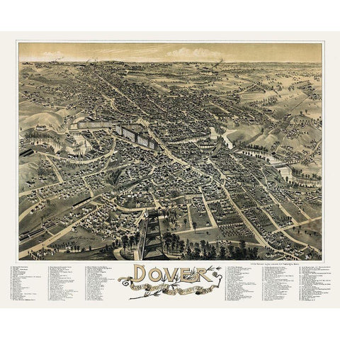 Dover New Hampshire - Poole 1888  Gold Ornate Wood Framed Art Print with Double Matting by Poole