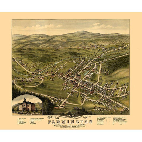 Farmington New Hampshire -1877 White Modern Wood Framed Art Print by Unknown