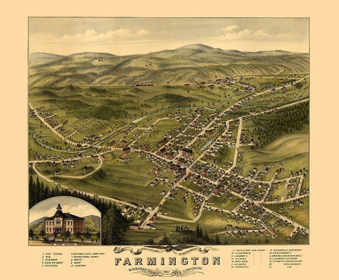 Farmington New Hampshire -1877 Black Ornate Wood Framed Art Print with Double Matting by Unknown