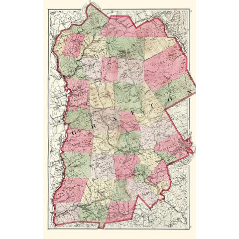 Grafton New Hampshire - Walling 1877 Black Modern Wood Framed Art Print with Double Matting by Walling