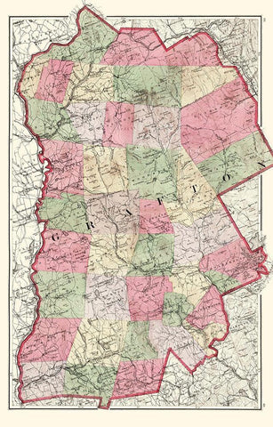 Grafton New Hampshire - Walling 1877 Black Ornate Wood Framed Art Print with Double Matting by Walling