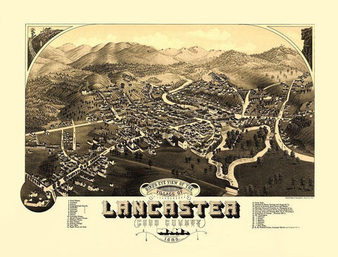 Lancaster New Hampshire - Beck 1883 Black Ornate Wood Framed Art Print with Double Matting by Beck