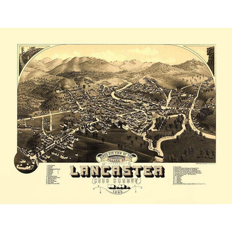Lancaster New Hampshire - Beck 1883 Black Modern Wood Framed Art Print by Beck