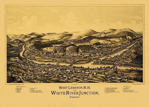 West Lebanon and White River Junction - Norris Black Ornate Wood Framed Art Print with Double Matting by Norris