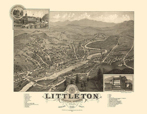 Littleton New Hampshire - Poole 1883  White Modern Wood Framed Art Print with Double Matting by Poole