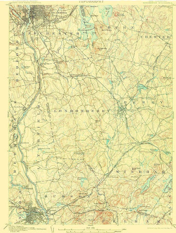 Manchester New Hampshire Quad - USGS 1905 Black Ornate Wood Framed Art Print with Double Matting by USGS