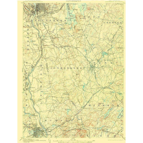 Manchester New Hampshire Quad - USGS 1905 Black Modern Wood Framed Art Print by USGS